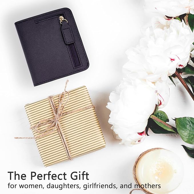 Gostwo Small Wallet for Women, Slim Bifold Credit Card Holder, Compact RFID Blocking Cash Wallet, Billfolds Thin Leather Zipper Pocket, Mini Wallet Gift for Ladies Teen Girls Travel with ID Window - Image 6