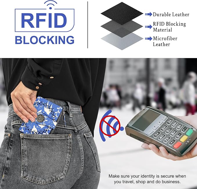 Tipmile Small Wallet Women Coin Pocket Bifold RFID Blocking Card Holder Leather Wallets with Zipper - Image 3