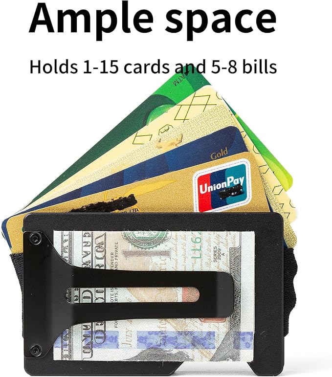 Minimalist Wallet for Men, Slim Metal RFID Blocking Wallet Credit Card Holder Money Clip & Cash Strap, Scratch-Resistant Holds 15 Cards,Ideal Gift for Men | Patriot-Wood Flag - Image 4