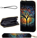 Wallet,Leather Long Wallet Suitable For Ladies And Teenagers - Detachable Wristband + RFID Travel Wallet With Card Slot - Colorful Trees by Unknown