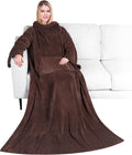 PAVILIA Blanket with Sleeves for Adult Women Men, Soft Warm Wearable Blanket Fleece Wrap Throw, Robe Blanket Gift by PAVILIA