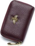 imeetu RFID Credit Card Holder, Small Card Wallet Women, Leather Card Case | Genuine Leather Women's Card & id Cases, Change Coin Purse with Zipper Keychain id Window, 20 Colors & 3 Styles, Daily, Gifts by imeetu