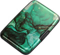 Mini RFID Aluminum Wallet Credit Cards Holder Business Card Case Metal ID Case for Men Women (Greenblack Marble) by ELFISH