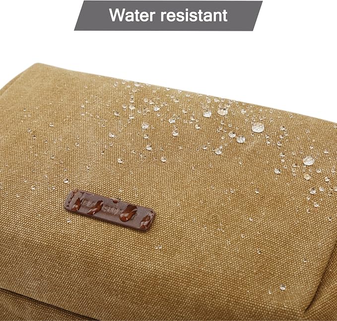 BAGSMART Toiletry Bag for Men, Canvas Travel Toiletry Organizer Dopp Kit Water-resistant Shaving Bag for Toiletries Accessories,Khaki-Large - Image 4