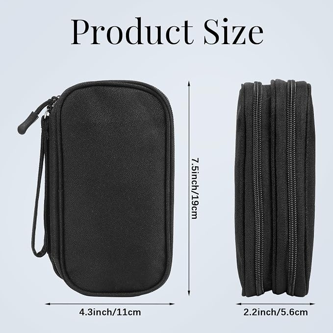 Travel Electronics Pouch Bag, Black Electronics Accessories Organizer Bag, Travel Cable Organizer Pouch for Charger Cord Phone Earphone Mouse - Image 2