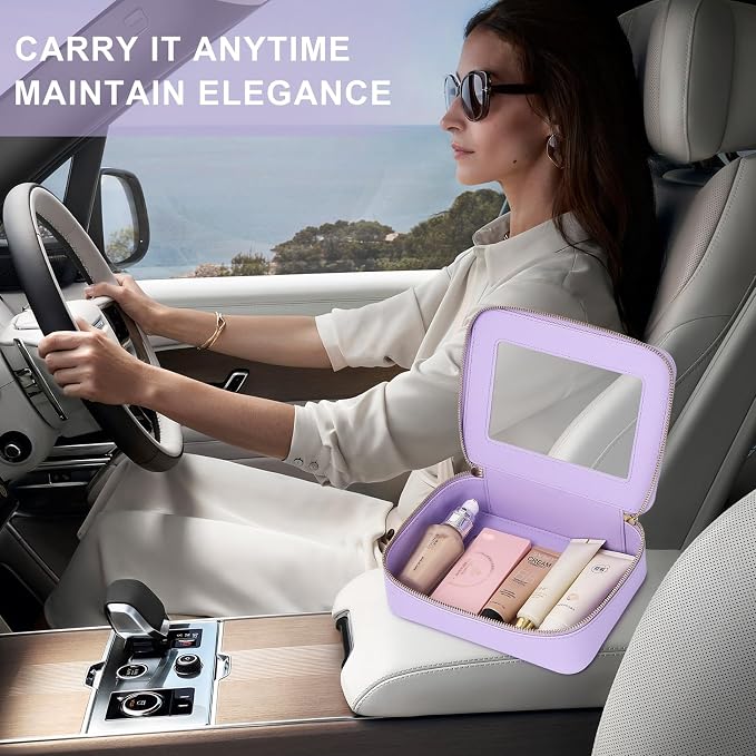 Pinkmik Clear Makeup Bag, (Purple, L+M+SLIM) | 3pcs, With Brush Bag, Waterproof Travel Case, For Cosmetics and Toiletries, With Zipper - Image 4