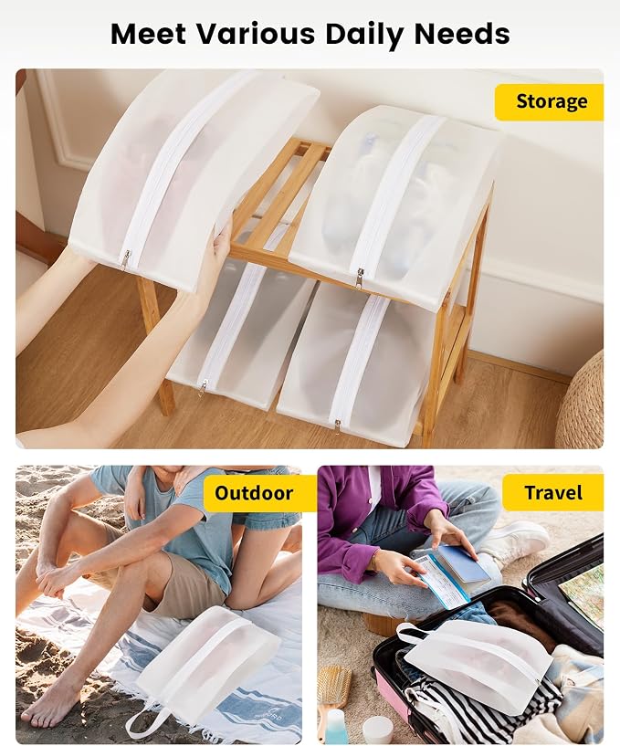 Vorspack Shoe Bags for Travel - 4 Pack Small Transparent Shoe Organizer with Handle Dustproof Shoe Bag Reusable Shoe Storage Bags for Men & Women - Image 7