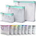 MUMI Travel Toiletry Bag Set of 3 - Clear TSA Approved, Aqua | Water-resistant makeup organizer pouches for skincare, cosmetics & travel accessories by MUMI