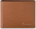 Travelambo Leather Wallet for Men, Slim Minimalist RFID Credit Card Holder | Mens Thin Bifold Pocket Wallet, Gift for Father, Crosshatch Brown by Travelambo