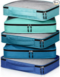 5 Pcs Packing Cubes for Suitcase Large Travel Cubes Carry on Luggage Organizer Bags for Clothes Accessories(M,Blue) by Bulyoou