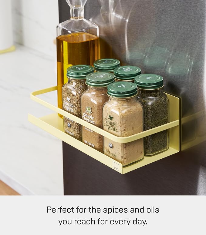 YAMAZAKI Home Plate Magnetic Spice Storage Rack Organizer for Fridge - Steel - Image 6