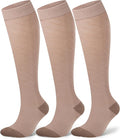 Compression Socks for Women 15-20 mmHg, Viscose from Bamboo, 3-Pair Knee High for Flying, Work & All-Day Comfort by SAIWEYNEE