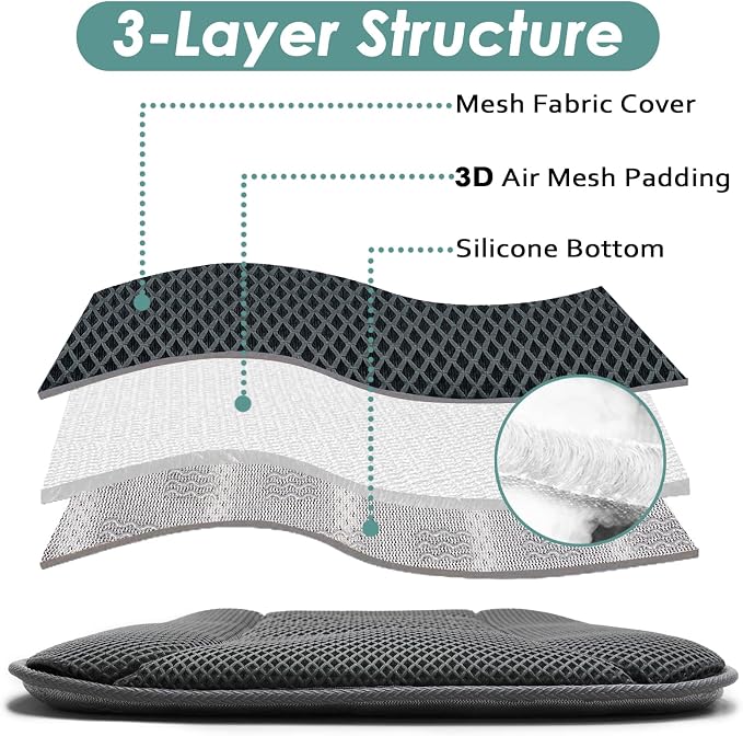 AEROiVi Car Seat Cushion Breathable Mesh Non-Slip Comfort Seat Truck Office | Car Seat pad for Driving 3D Air Mesh Car Seat Protector Works with Truck SUV and Office Chair Home Quick Drying Washable - Image 4