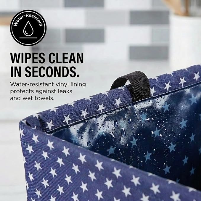 Household Essentials Blue with White Stars Krush Container All-Purpose Utility Tote - Image 8