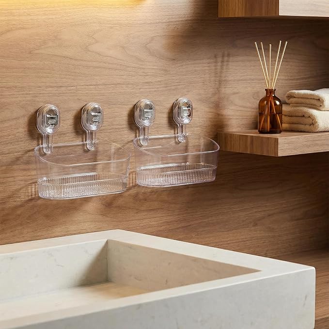 Heavy Duty Shower Shelf No Drill, Suction Bathroom Organizer with Drain | Powerful suction cups, removable reusable shelf. Fits shampoo, soap, razor, toothbrush and bathroom toiletries - Image 8