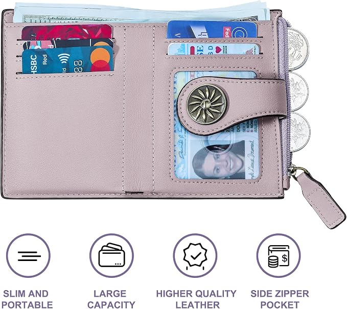 Tipmile Small Wallet for Women Bifold RFID Blocking Card Holder Leather Wallets with Zipper Coin Pocket - Image 5