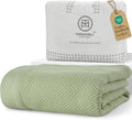 Threadmill Cotton King Blanket, Herringbone, Sage Green, Machine Washable | 100% Cotton, Herringbone Pattern, 106x92 in, Breathable, All-Season, OEKO-TEX Certified, Machine Washable by ThreadmillHomeLinen