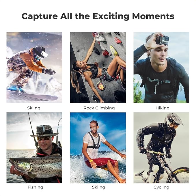 K&F Concept Head Strap & Chest Mount Set Action Camera Accessories Kit | Compatible with GoPro Hero 13 12 11 10 9 8 7 6 5 4 Session DJI Osmo Action 6/3/4/5 Pro Cameras, Quick Release Adjustable - Image 6