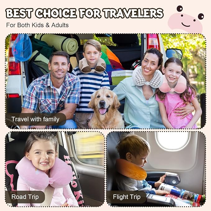 Cirorld Travel Pillow for Kids Adult Cute Neck Pillow for Traveling Memory Foam Airplane Pillow Sleep Mask Animal Flight Pillow Head Rest Neck Support for Cars Long Flights (Cow, 9-12 Y/O) - Image 9