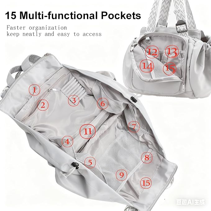 Tote Bag Large Capacity Lightweight Backpack with 15 Pockets Nylon Shoulder Bag for Car Travel Mother Bag - Image 5