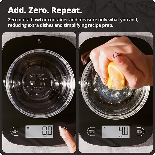 Greater Goods Food Scale, Slim & Compact Build, 1g Precision (Black Glass) | Digital Kitchen Scale for Cooking, Meal Prep & Portion Control, Tare, Auto Shut-Off, g/oz/lb/ml Conversion & Calorie Tracking - Image 4