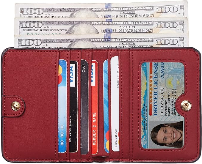 Toughergun Women’s Small Slim Leather Wallet with RFID Protection, Compact Bifold Mini Purse with Clear ID Window - Image 2