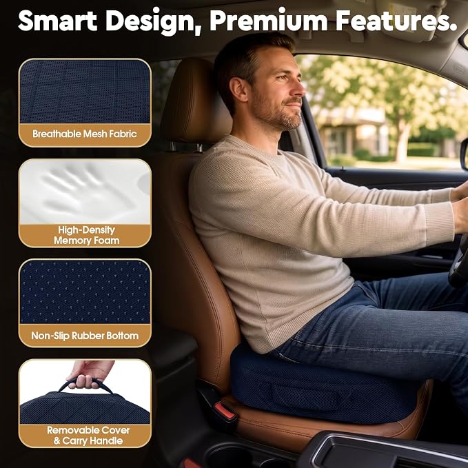 Seat Cushion, Memory Foam Office Chair Cushion - Blue, XXX-Large | for Car Seat, Airplane, Desk Chair - Sciatica & Hip & Coccyx Pain Relief Cushion for Long Sitting Office Workers, Car Drivers - Image 6