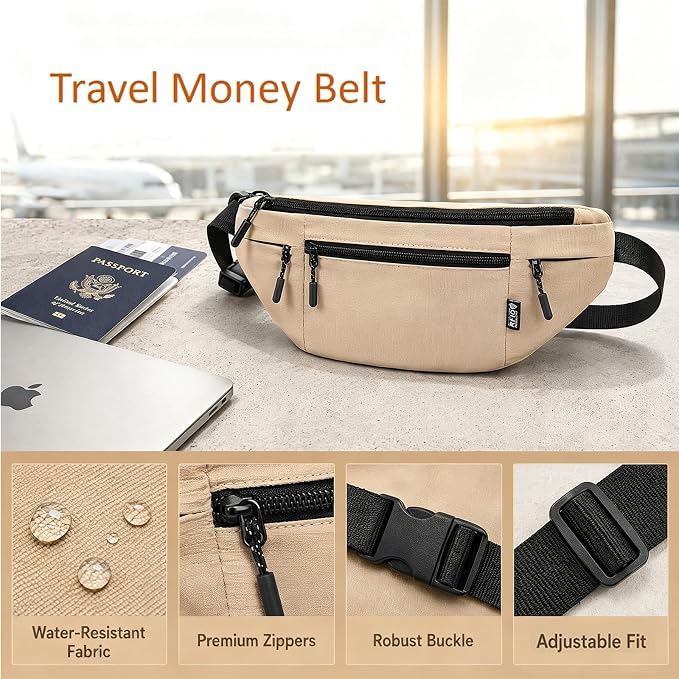Money Belt for Travel RFID Blocking Passport Holder (black) | Hidden Under Clothes Travel Wallet for Men Women - Image 6