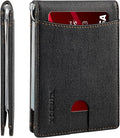 RUNBOX Slim Wallet for Men Genuine Leather RFID Blocking Bifold Minimalist Front Pocket Mens Wallet with Money Clip Thin Gift Box by RUNBOX