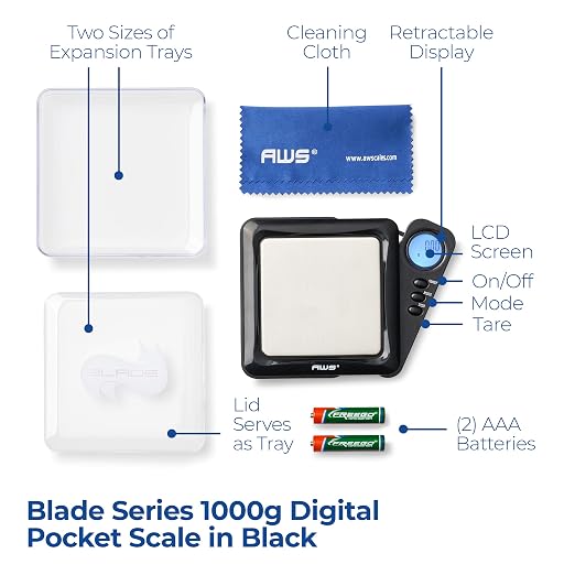 American Weigh Scales Blade Series Digital Pocket Gram Scale 1000g x 0.1g | Precision Mini Scale 0.1g Accuracy, Pocket Scale for Kitchen, Gold, Gems & Coin Scale, Smart Digital & Compact Scale - Image 2