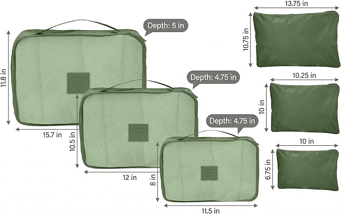 GForce 6 Piece Deluxe Traveling Set in Dill Green - Image 2