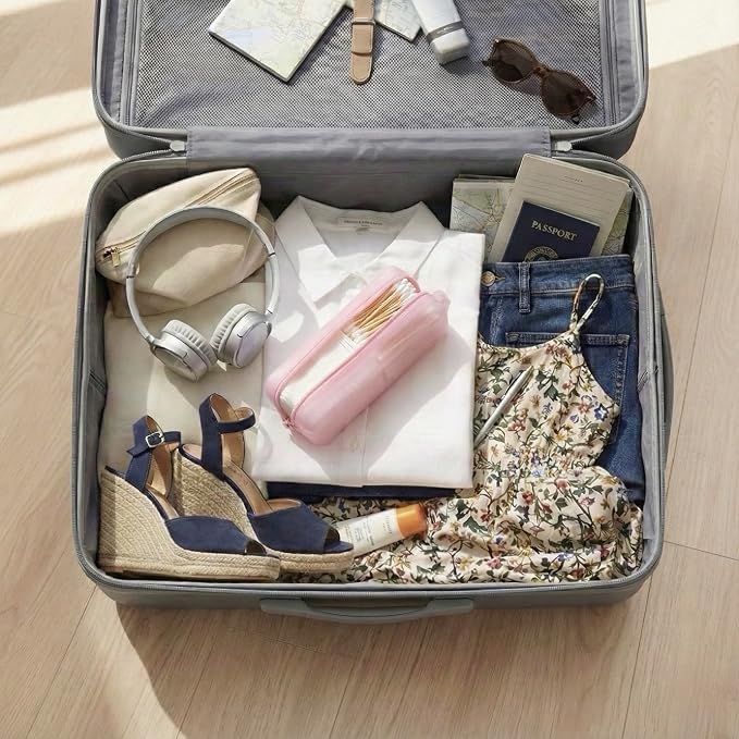 Cotton Pad Swab Travel Case, 2-in-1 Waterproof Organizer, VISFRESH (Pink) - Image 9