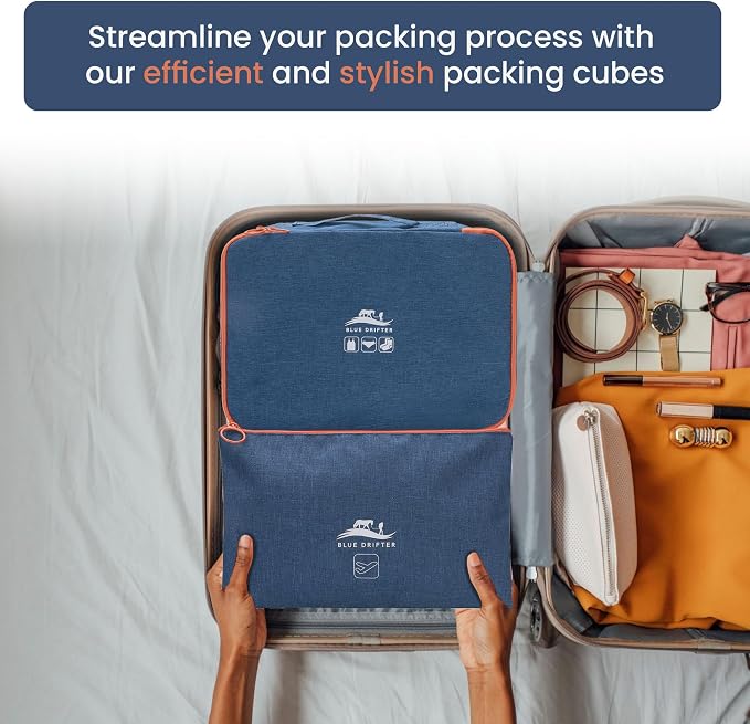 Blue Drifter 7 Set Packing Cubes for Travel, Suitcase Organizer Bags for Carry On Luggage, Luggage Organizer Bags with Toiletry Bag, Shoe Bag & Laundry Bag, Travel Essentials for Men & Women - Image 2
