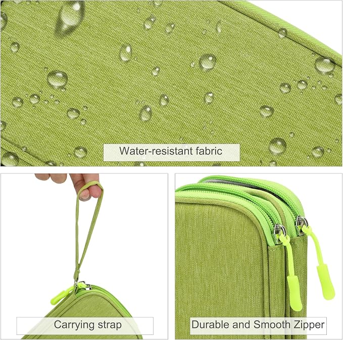 FYY Electronic Organizer, Travel Tech Pouch Bag, Cable Organizer Green | Wrist Strap, Waterproof, Double Layers Portable Electronics Travel Carrying Case for Cord, Charger, Daily Business Trips Use - Image 4