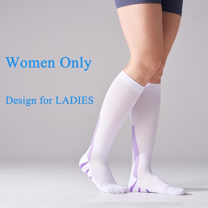 4 Pairs Compression Socks For Women and Men 20-30mmHg Graduated Compression Circulation Support Socks For Travel - Image 5