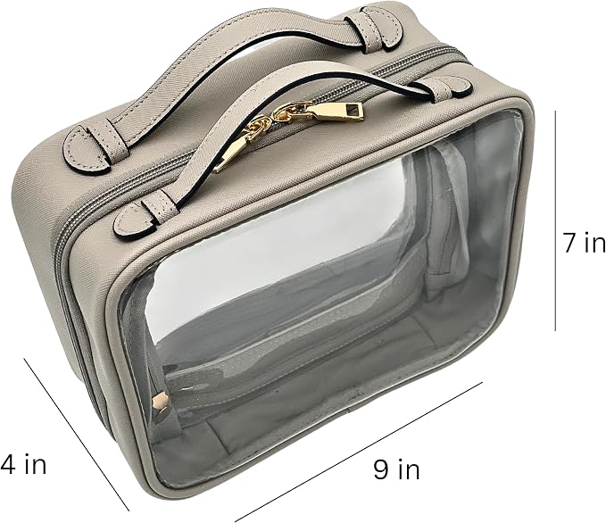 JAZD Clear Makeup Bag Toiletry Bag for Women Cosmetic Case Large Capacity Travel Make Up Bag Organizer Transparent Storage Compartment TSA Approved - Image 3