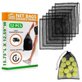 12 Pcs Mesh Laundry Bags Drawstring, 12.6x15.5 In, Reusable, Nylon (Black) | Mesh Bags Drawstring; Breathable; Washable, Quick-Drying; for Swimwear, Delicates, Sports Gear, Towels, Travel Use by TheLittleGreenChange