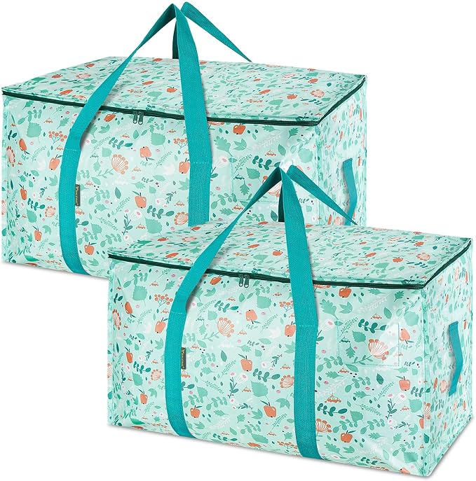 BALEINE 2-Pack Oversized Moving Bags with Reinforced Handles, Heavy-Duty Storage Tote for Clothes, Moving Supplies (Spring Stroll, 2-Pack) by BALEINE