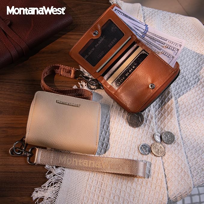 Montana West Small Wallet Woman with a Detachable Wristlet Brown Women's Wallet with Rfid Blocking Lining Minimalist Lightweight & Easy to Carry - Image 2