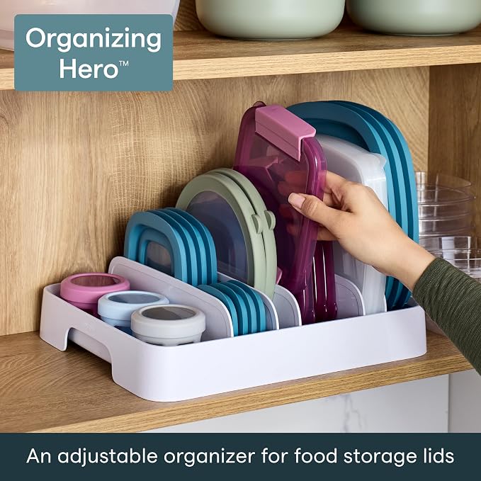 YouCopia StoraLid 24 Container Lid Organizer, Adjustable Plastic Lid Holder - Image 2