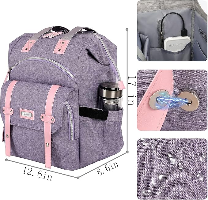 FALANKO Laptop Backpack for Women,Large Computer Backpack Fits 17 Inch Laptop with RFID Water Resistant purse Casual Purple Bookbag for Teacher/work/College/nurse/Doctor/Woman - Image 4