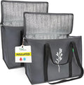 Green Bulldog 2Pack Insulated Grocery Bags – Foldable Reusable Cooler Bags with Handles for Everyday Use, Groceries, Food Delivery, and Shopping – 16”x9”x13”, Gray by GreenBulldogBags