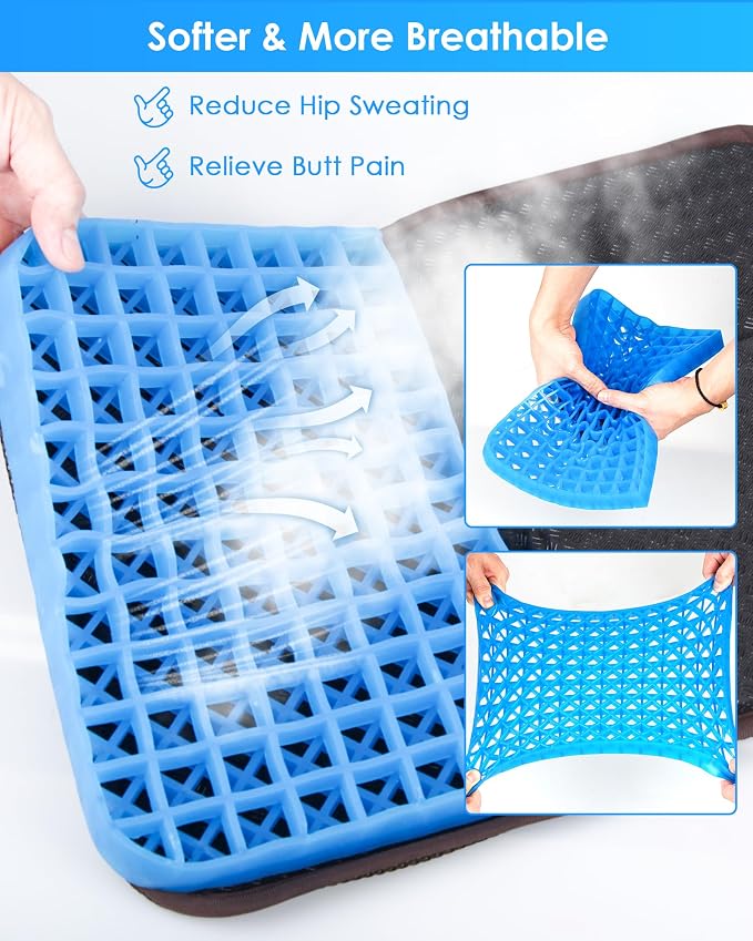 WISIMMALL Gel Seat Cushion, Portable Travel Cushion for Long Sitting, Thick & Foldable, 14.5" x 10.5" Large Size Chair Seat Cushion for Office Chair Car Wheelchair, Relief Sciatica Coccyx Pain - Image 7