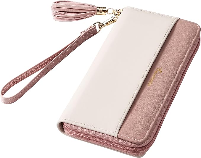 Travelambo Wristlet Wallet Women RFID Bifold Large Capacity Clutch Purse | Tassel, Zipper Coin Pocket, Card Holder Wallet, Gifts for Women by Travelambo