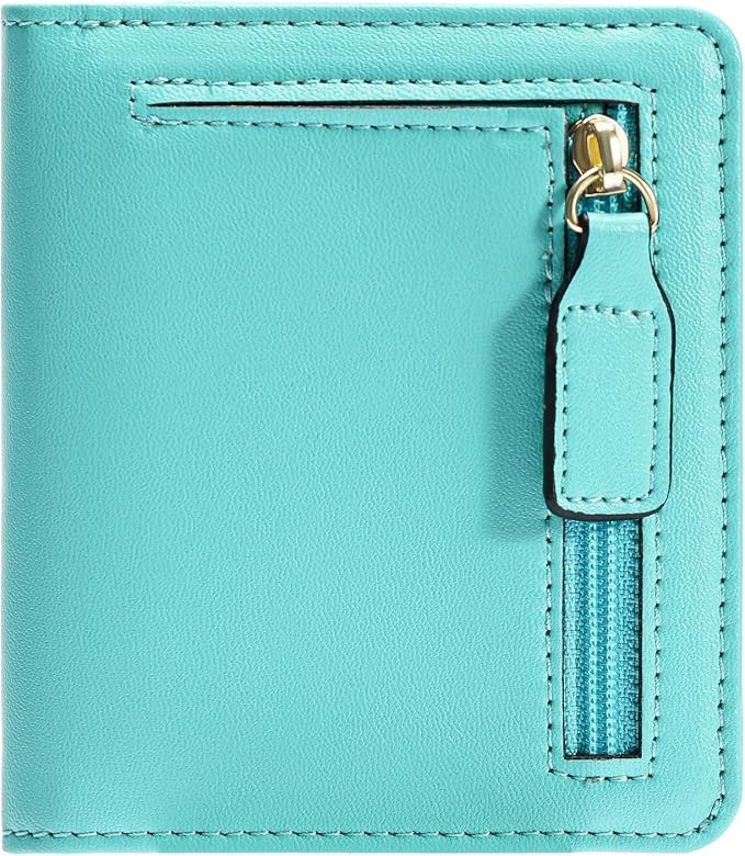 Gostwo Small Wallet for Women, Slim Bifold Credit Card Holder, Compact RFID Blocking Cash Wallet, Billfolds Thin Leather Zipper Pocket, Mini Wallet Gift for Ladies Teen Girls Travel with ID Window by Gostwo