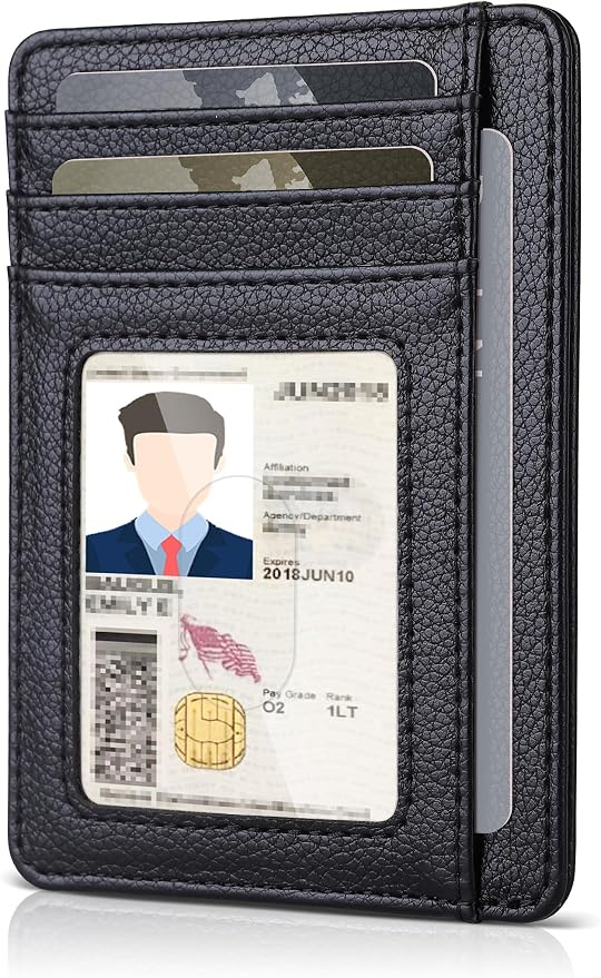 Teskyer Slim Minimalist Wallet for Men, RFID Front Pocket Card Holder | Ultra Slim Front Pocket Design, 8 Card Slots, RFID Protection, Smooth Faux Leather for Everyday Carry by TESKYER