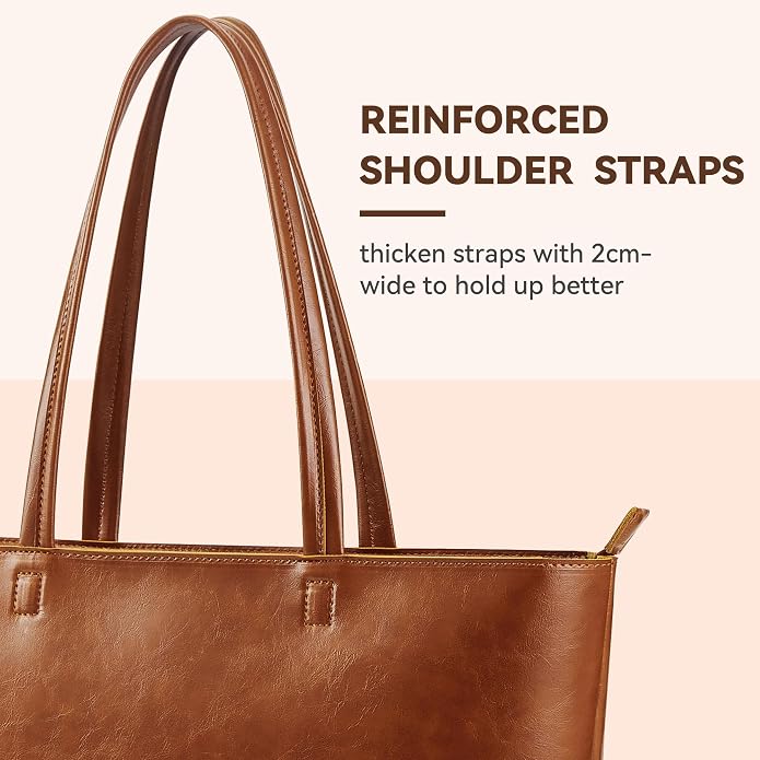 KALIDI Tote Bag Zipper Shoulder Bag Vegan Leather Purses Satchel for Women | Large Casual Handbag for Work Commuting Dating College Everyday - Image 6