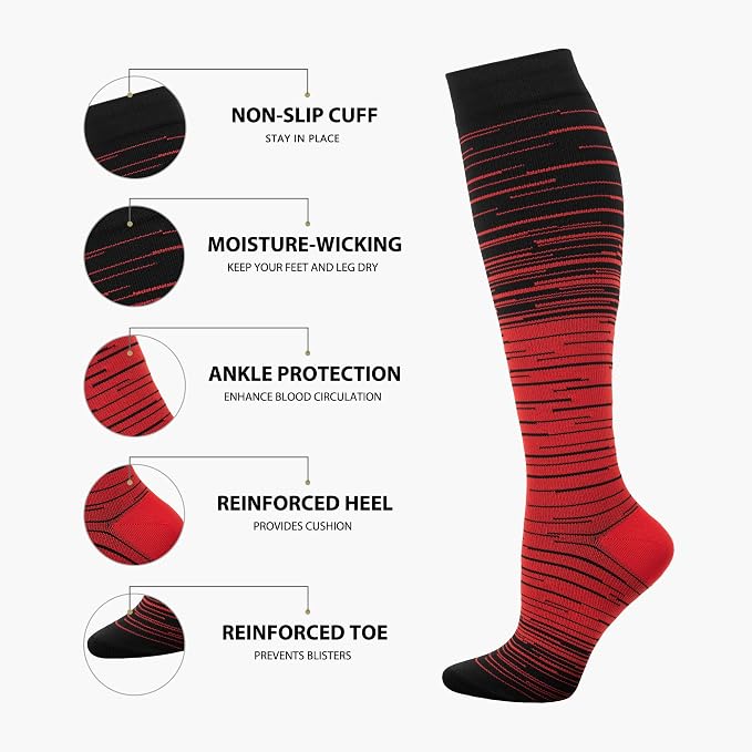 hello momoya Compression Socks for Women Men Circulation Knee High 8 Pairs for Nurses, Running, Travel, Athletic - Image 5