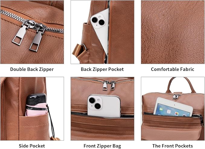 GAEKEAO Backpack Purse for Women PU Leather Anti-theft Backpack Ladies Convertible Large Travel Designer Fashion Shoulder Bag - Image 5