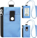 Minimalist RFID Blocking Wallet with 2 Zip Pockets and Lanyard, Water Resistant ID Case with Key Ring and Cards Badge Holder, Coin Purse Pouch for Men and Women Travel Sports -LT BU by Unknown